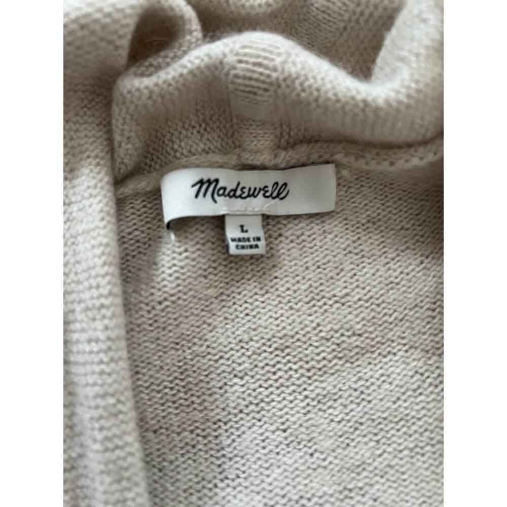 MADEWELL Open Front Brushed Rib Alpaca Cardigan Pockets Cream Large A001722 - Picture 4 of 9